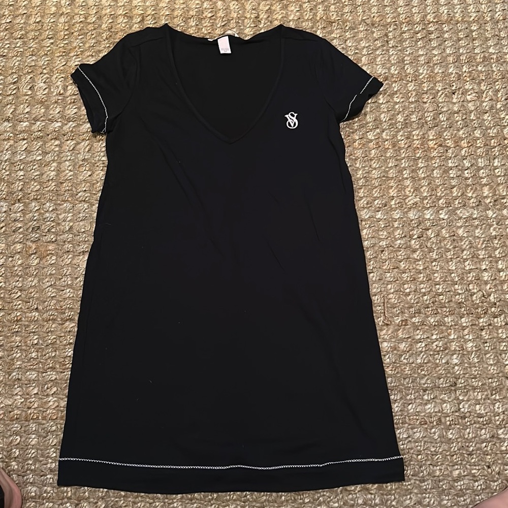 Victoria Secret Sleepwear Black with Pink logo and trim Size Small